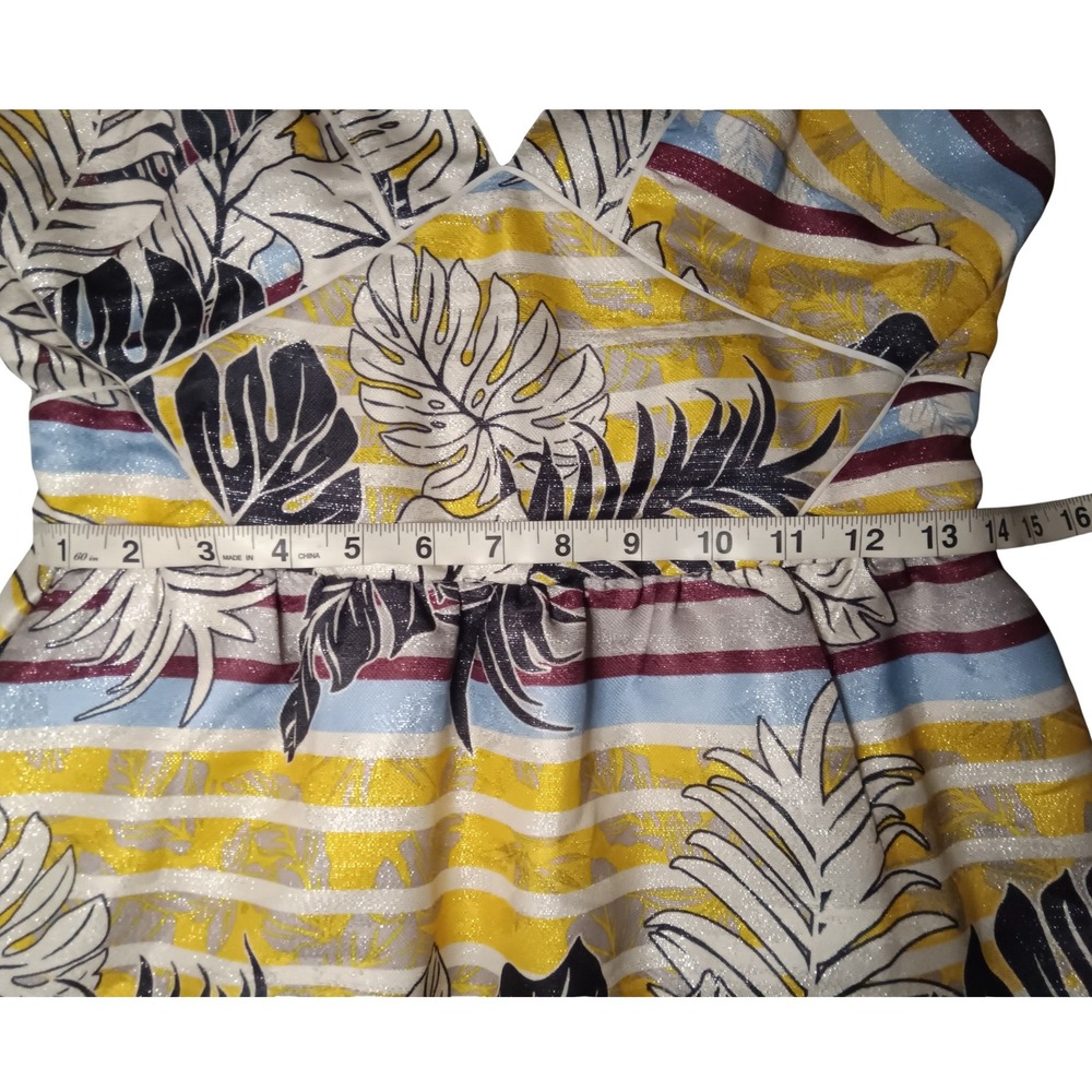 H&M Tropical Floral Leaf Striped Mini Dress Sleeveless Party Casual Women's SZ 8 - Picture 10 of 11